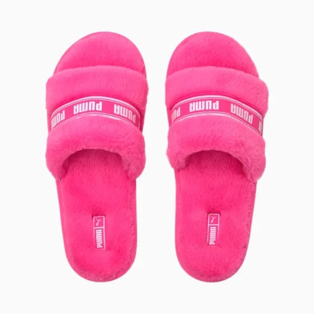 PUMA Women's Fluff BX Slipper Fluo Pink White US 7 slippers slides